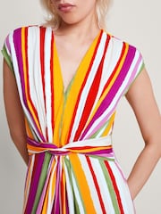 Monsoon Pink Elise Stripe Maxi Dress - Image 4 of 5