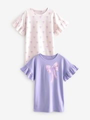 White/Blue Bow Nighties 2 Pack (3-16yrs) - Image 1 of 6