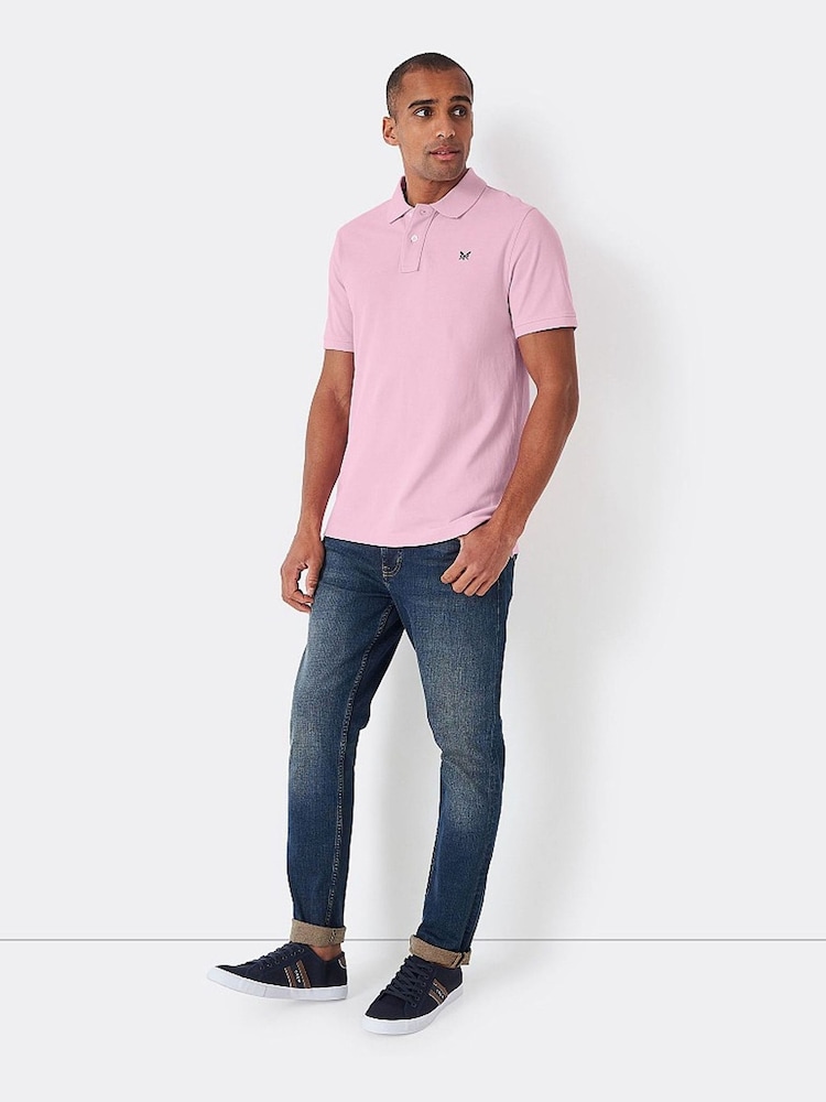 Crew Clothing Light Pink 100% Cotton Pique Polo Shirt - Image 1 of 4
