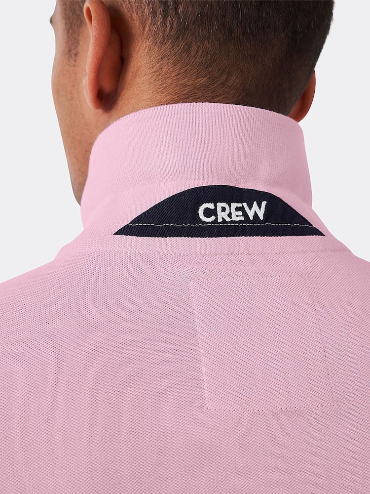 Crew Clothing Light Pink 100% Cotton Pique Polo Shirt - Image 2 of 4