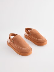 Tan Brown Suede Strap Mules Slippers - Image 4 of 10