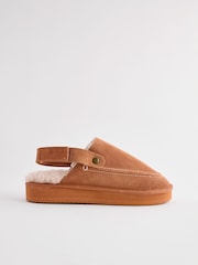 Tan Brown Suede Strap Mules Slippers - Image 5 of 10