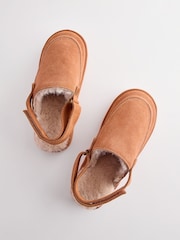 Tan Brown Suede Strap Mules Slippers - Image 6 of 10