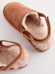 Tan Brown Suede Strap Mules Slippers - Image 7 of 10