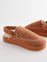 Tan Brown Suede Strap Mules Slippers - Image 8 of 10