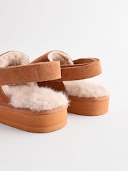 Tan Brown Suede Strap Mules Slippers - Image 9 of 10