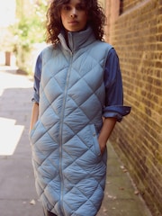 Light Blue Longline Quilted Gilet - Image 2 of 7