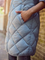Light Blue Longline Quilted Gilet - Image 4 of 7