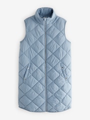 Light Blue Longline Quilted Gilet - Image 5 of 7