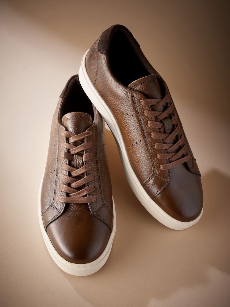 Brown Signature Leather Trainers - Image 2 of 5