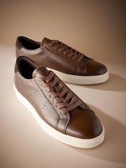 Brown Signature Leather Trainers - Image 3 of 5