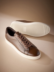 Brown Signature Leather Trainers - Image 4 of 5