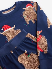 Navy Blue Matching Family Kids Christmas Hamish The Highland Cow 100% Cotton Pyjamas (12mths-8yrs) - Image 15 of 15