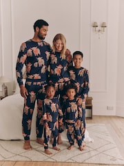 Navy Blue Matching Family Kids Christmas Hamish The Highland Cow 100% Cotton Pyjamas (12mths-8yrs) - Image 3 of 15