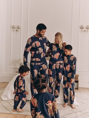 Navy Blue Matching Family Kids Christmas Hamish The Highland Cow 100% Cotton Pyjamas (12mths-8yrs) - Image 5 of 15