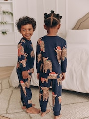Navy Blue Matching Family Kids Christmas Hamish The Highland Cow 100% Cotton Pyjamas (12mths-8yrs) - Image 6 of 15