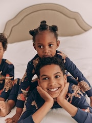 Navy Blue Matching Family Kids Christmas Hamish The Highland Cow 100% Cotton Pyjamas (12mths-8yrs) - Image 9 of 15