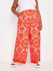 Yours Curve Orange YOURS Curve Orange Abstract Print Wide Leg Trousers - Image 2 of 6
