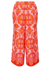 Yours Curve Orange YOURS Curve Orange Abstract Print Wide Leg Trousers - Image 6 of 6