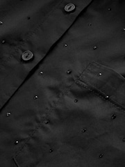 Black Gem Embellished Oversized 100% Cotton Shirt - Image 6 of 7