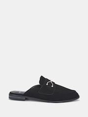Novo Black Wide Fit Eleanora Backless Loafer Mules - Image 2 of 4