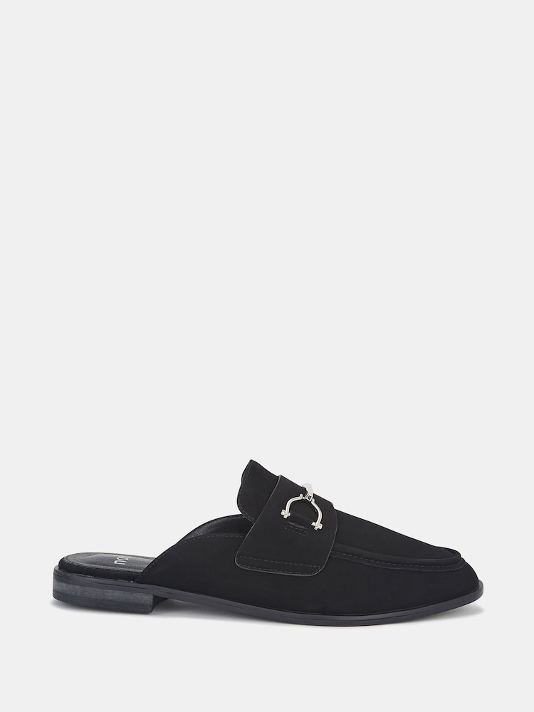 Novo Black Wide Fit Eleanora Backless Loafer Mules - Image 2 of 4