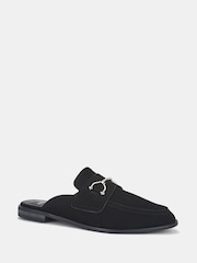 Novo Black Wide Fit Eleanora Backless Loafer Mules - Image 3 of 4