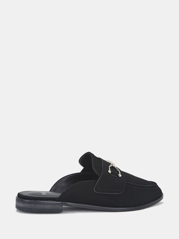 Novo Black Wide Fit Eleanora Backless Loafer Mules - Image 4 of 4