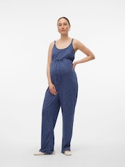 Mamalicious Blue Jersey Jumpsuit - Image 1 of 5