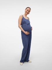Mamalicious Blue Jersey Jumpsuit - Image 4 of 5