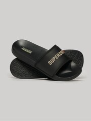 Superdry Black Tarp Vegan Pool Sliders - Image 1 of 4