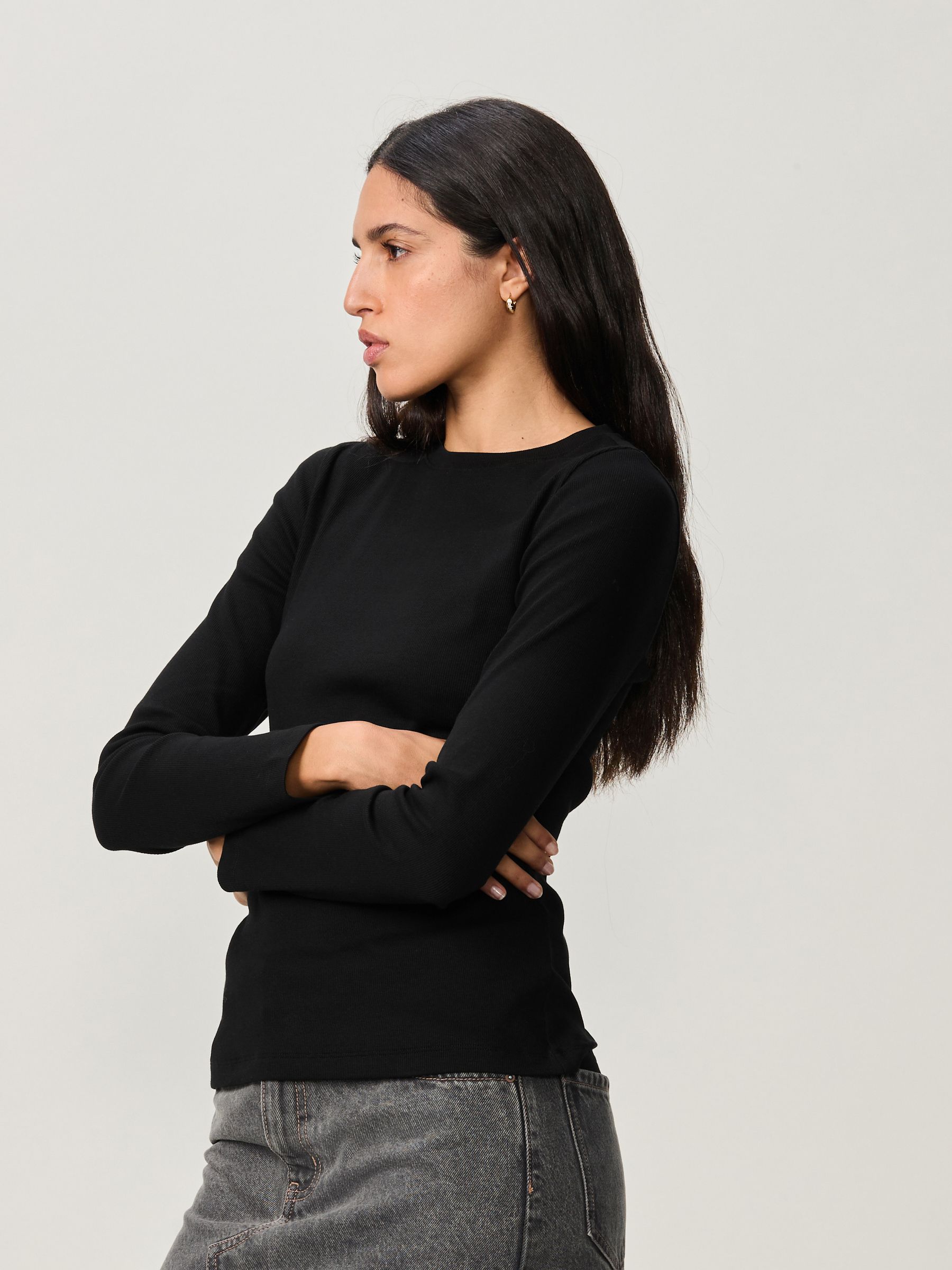 Buy Black Long Sleeve Ribbed T-Shirt from the Next UK online