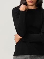 Black Long Sleeve Ribbed T-Shirt - Image 4 of 8