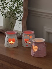 Set of 3 Pink Ceramic Heart Tea Light Holders - Image 2 of 5