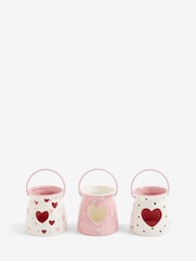 Set of 3 Pink Ceramic Heart Tea Light Holders - Image 4 of 5