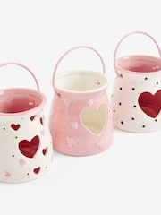 Set of 3 Pink Ceramic Heart Tea Light Holders - Image 5 of 5