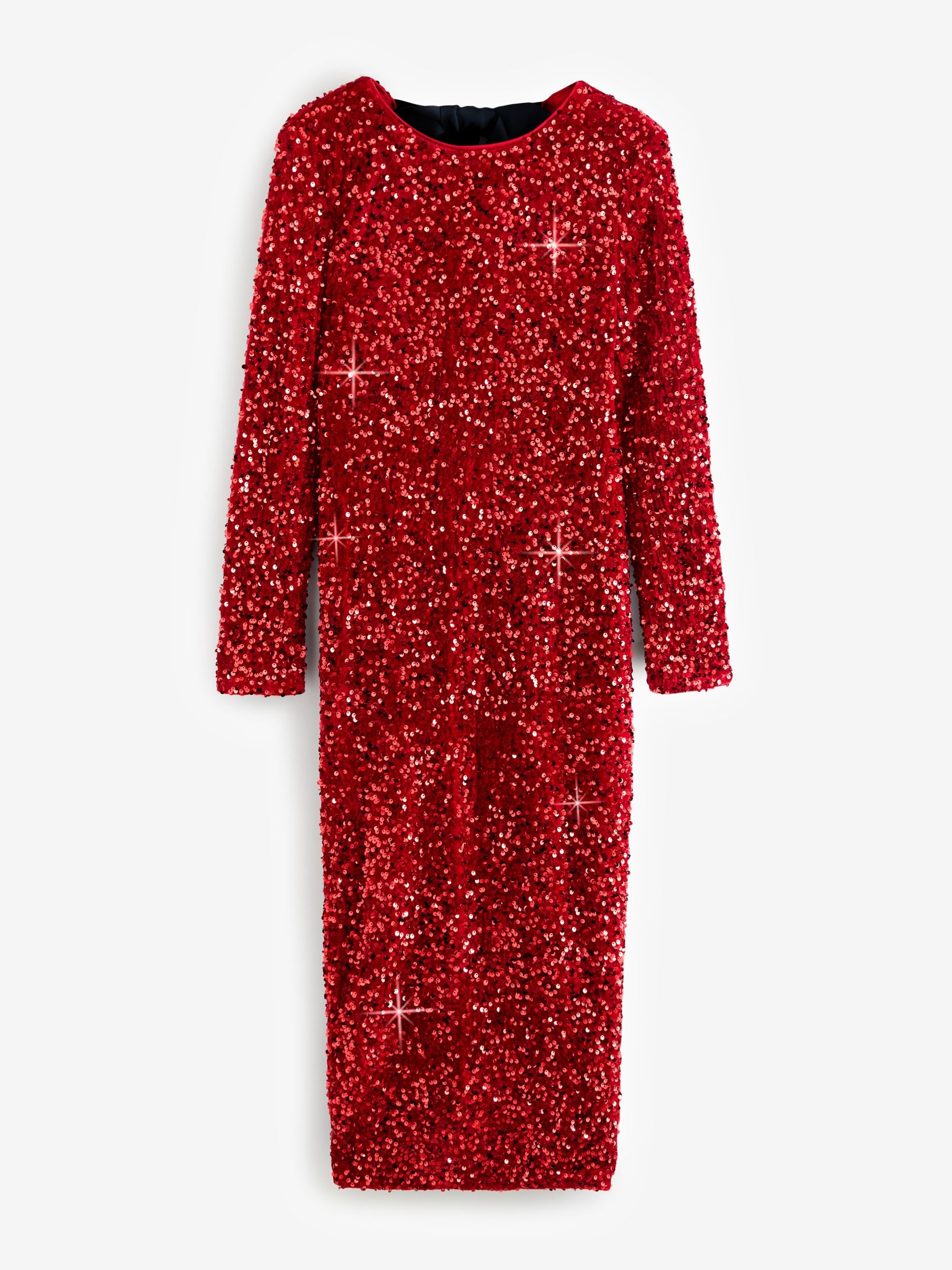 Buy Ruby Red Long Sleeve Sequin Bow Back Midi Dress from Next USA