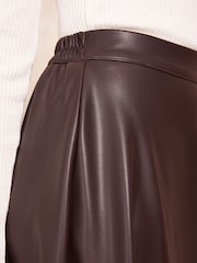 Friends Like These Brown Faux Leather Full Hem Midi Skirt - Image 3 of 4