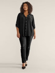EVANS Curve Black Tab Sleeve Blouse - Image 5 of 5