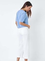 Roman Blue Fringe Detail Sparkle Button Cotton Cardigan - Image 3 of 5