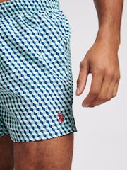 U.S. Polo Assn. Green Mens Geometric Print Swim Shorts - Image 4 of 6