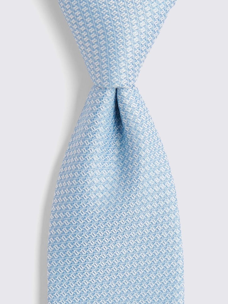 MOSS Blue Textured Tie - Image 2 of 4 MOSS Blue Textured Tie - Image 2 of 4