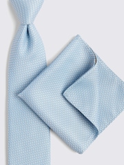 MOSS Blue Textured Tie - Image 4 of 4