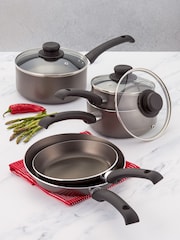 Judge Pewter Everyday 5 Piece Non-Stick Saucepan Set - Image 1 of 5