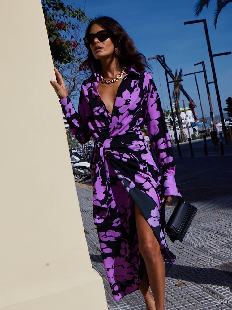 Dancing Leopard Frankie Wrap Black Dress - Image 1 of 4