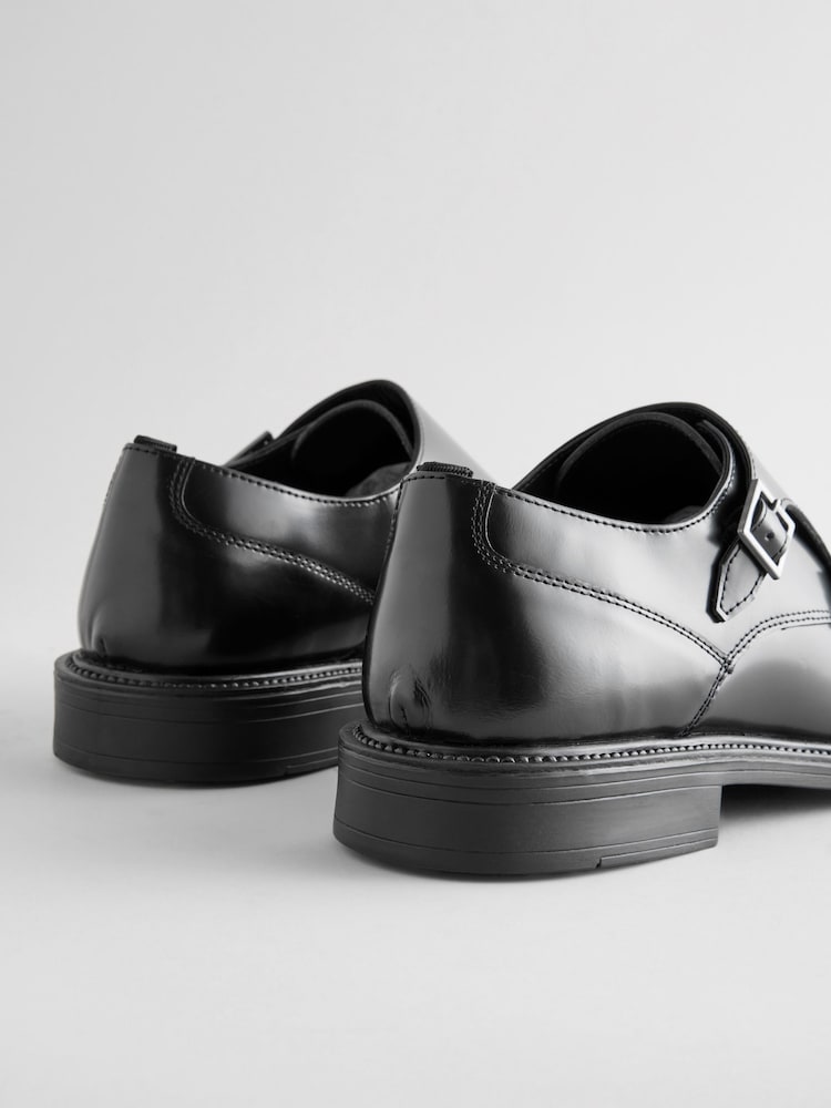 Buy Black Double Monk Shoes from Next USA display picture 3