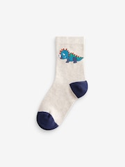 Brown/Green/Navy Blue Dinosaurs Print Rich Socks 5 Pack - Image 6 of 6