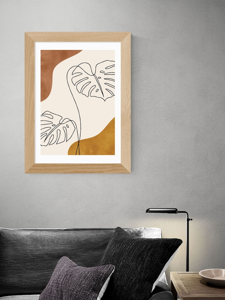 East End Prints Oak One Line Monstera Framed Art Print - Image 2 of 3