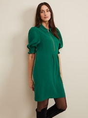 Phase Eight Green Zip Candice Mini Dress - Image 1 of 6