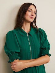 Phase Eight Green Zip Candice Mini Dress - Image 4 of 6
